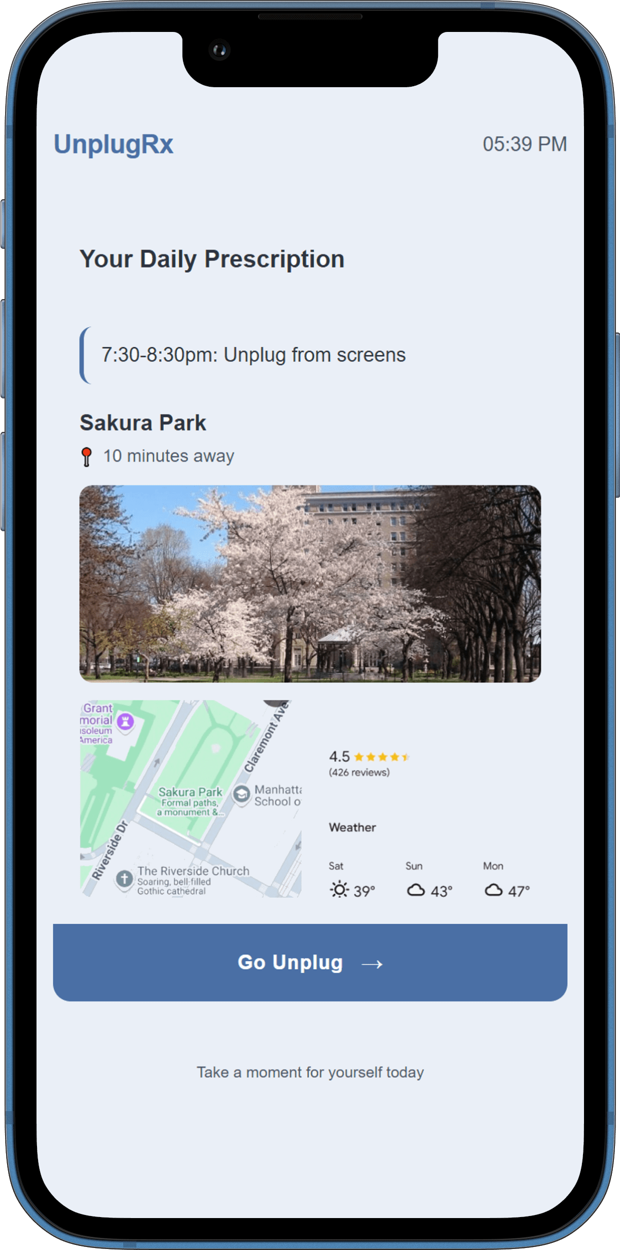 UnplugRX App Mockup